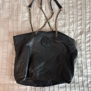 Tory Burch Black Tote with Chain Strap